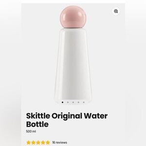 Skittle Original Water Bottle - White Body with Pink Cap 500ml/17oz